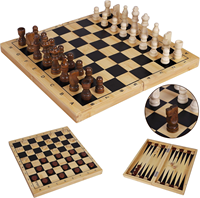 Coffret de Jeux en Bois Multifonctionnel Professionnel Pliable et Portable 3-en-1 : Échecs, Backgammon, Jeu de Stratégie – Idéal pour Hôtels, Boutiques, Clubs