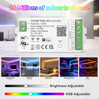 Contrôleur LED RGB Tuya Smart Life WiFi RF avec télécommande, 12V 24V, 3 canaux, pour bande lumineuse, avec synchronisation automatique