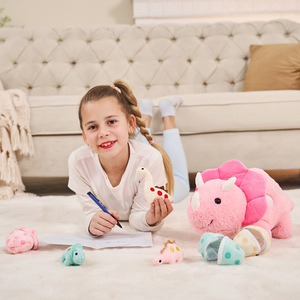 En stock, ensemble de jouets en peluche Triceratops rose pâle pour maman et bébé, dinosaure en peluche, cadeau pour l'anniversaire d'un enfant, décoration de chambre d'enfant - Product Image 1