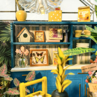 Casa de Muñecas Hongda PC2306Z Sunshine Flower House, Kit de Casa de Muñecas de Madera Hecha a Mano en Miniatura con Cubierta Antipolvo