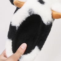 Mules décontractées en fourrure de vache et coton pour femme, usage domestique, automne-hiver, chaudes, en peluche épaisse, à bout fermé, antidérapantes