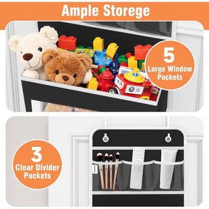 Organizador para colgar sobre la puerta con 6 estantes, almacenamiento colgante desmontable con 5 bolsillos grandes y 3 bolsillos de PVC para dormitorio, baño u oficina - Product Image 4