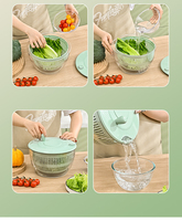Grote Capaciteit Keuken Salade Spinner Roterende Handgreep Vergiet Drainerende Mand Handmatige Sla Spinner Met Groentechopper