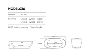 Sâu Ngâm Hình Bầu Dục Bồn Tắm Một Mình Rắn Bề Mặt Trung Tâm Cống Bóng Trắng Dành Cho Người Lớn Xách Tay Acrylic Đơn Lập Bồn Tắm - Product Image 4