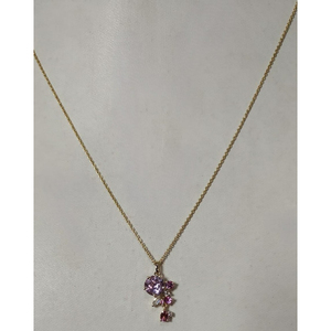 Collar con colgante de oro de 18 quilates con amatista, diamante y piedra lunar, diseño floral de flor de lila, joyería fina para seres queridos - Product Image 5