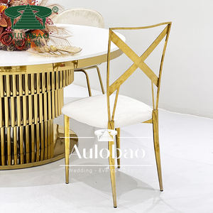 Modern Cross Back Titanium <b>Gold</b> Stainless Steel Dining Event <b>Chair</b> - Product Image 3