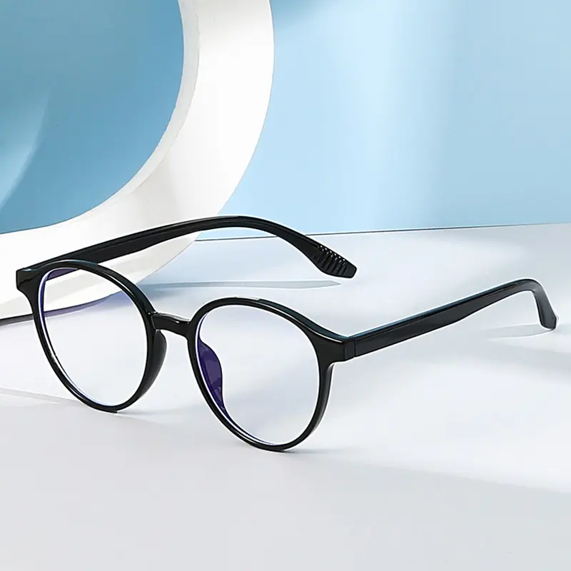 DLメガネ2024トレンディなアンチブルーライトメガネメタルヒンジ透明フレームラージラウンドファッションコンピューターメガネ卸売