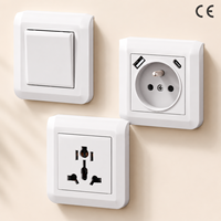 Prise murale EU en laiton de 0,6 mm, 82 mm, 16A, 250V, unipolaire, avec protection enfant, certifiée CE RoHS