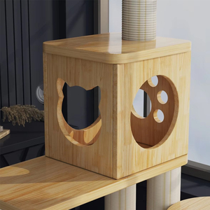 Structure d'escalade pour <span class=keywords><strong>chat</strong></span> en bois, moderne, classique et luxueuse, avec grande capsule spatiale double, hauteur réglable, design écologique - Vente en gros - Product Image 5