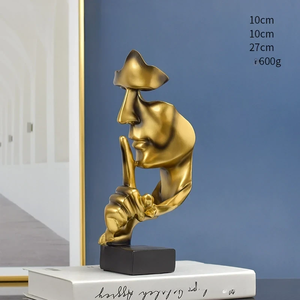 Estatua de <span class=keywords><strong>Silencio</strong></span> como Oro, Adornos de Resina, Figuras Artísticas, Decoración para el Hogar, Sala de Estar, Oficina, Escritorio, Regalos Creativos - Product Image 3