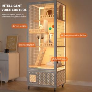 Nuevo diseño Villa estilo interior jaula para gatos casa de una pieza marco de acero caja de arena gato cabaña hogar para gatos - Product Image 5