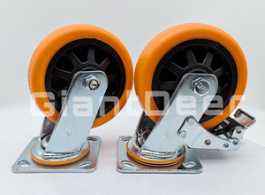 China Manufacturer 100mm <strong>125mm</strong> 150mm 200mm Heavy Duty PU <strong>Wheel</strong> <strong>Caster</strong> With Side Brake - Product Image 2