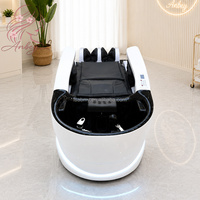 Lit de massage électrique multifonctionnel moderne en cuir synthétique avec bassin en céramique, thérapie par circulation et éclairage de salon