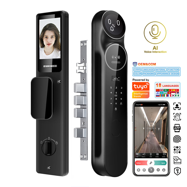 YiTechE AI Smart Door Lock WiFi Facial and Vein Recognition Fingerprint Digital Cerradura Inteligente Para Puerta with Camera