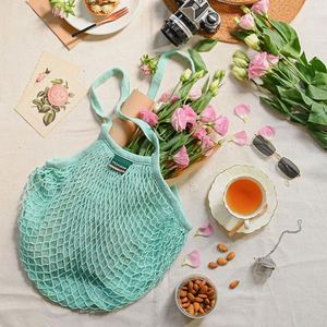 Sac de courses pliable en coton réutilisable et écologique, en filet crocheté, idéal pour la promotion et les festivals de la récolte - Product Image 4