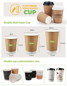 8/10/12/16/20/22 oz café desechable Etiopía cartón doble pared café Pla taza de papel con tapa - Product Image 3