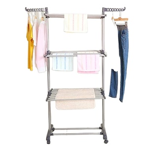 3Tier Máy sấy quần áo giá với 2 cánh may móc có thể gập lại sấy quần áo giá lăn với bánh dễ dàng để di chuyển - Product Image 1
