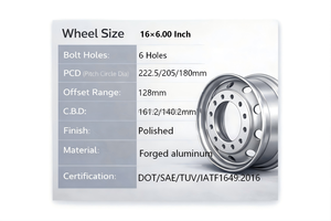 ล้ออะลูมิเนียมฟอร์จน้ำหนักเบา MEIKA 16X6.0 รุ่นใหม่ สำหรับรถบรรทุกและรถบัส ได้รับการรับรองมาตรฐาน ISO ผลิตในประเทศจีน - Product Image 3