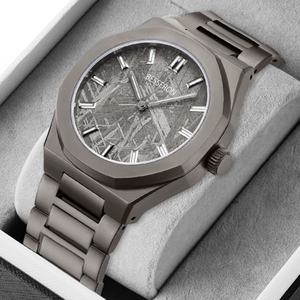 Nouvelle montre mécanique automatique en acier inoxydable 316L véritable météorite gris spatial rare, mouvement mécanique japonais pour hommes - Product Image 1