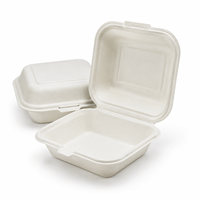 Boîte à clapet jetable en bagasse de canne à sucre, compartiment unique, pour la restauration à emporter et les services de traiteur (vente en gros)