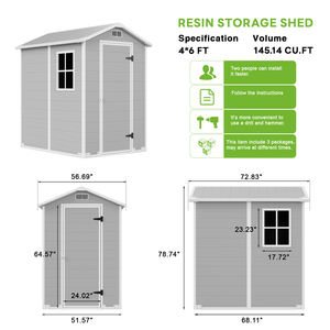 <span class=keywords><strong>Abri</strong></span> <span class=keywords><strong>de</strong></span> <span class=keywords><strong>jardin</strong></span> extérieur en PP imperméable, écologique, durable et résistant à la décomposition, 4x6 pieds, avec plancher, <span class=keywords><strong>pour</strong></span> usage en <span class=keywords><strong>jardin</strong></span> - Product Image 2