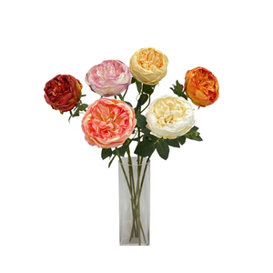 ดอกกุหลาบผ้าไหมคุณภาพสูง ขอบร้อน แต่งงานหรูหรา ก้านเดี่ยว ดอกไม้ประดิษฐ์ - Product Image 5