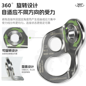 Placa giratoria de doble orificio Camnal M12 35kN de acero inoxidable para escalada y construcción - Product Image 2