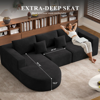 Canapé-lit modulaire convertible extensible en forme de L moderne en tissu velours côtelé et éponge, idéal pour appartement, hôtel, centre commercial
