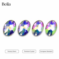 Strass en verre à coudre de qualité supérieure Crystal Ace autrichien, forme ovale Crystal AB, pour robes de luxe
