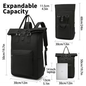 Sac à dos en tissu Oxford extensible grande capacité, sac à dos décontracté portable à fermeture enroulable, sac à dos pour ordinateur portable 17 pouces - Product Image 2