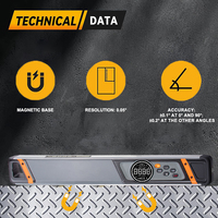Industrial 400mm Multi-functional Magnetic Digital Level Instrument LED Display Horizontal/Vertical Cross-Line Laser Aluminium