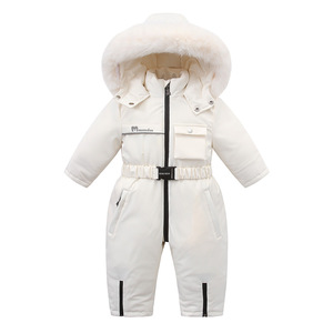Tuta da sci per bambini transfrontaliera autunno/inverno, foderata in pile, ispessita, con cerniera, stile workwear, con cappuccio, per neonati e bambini - Product Image 4