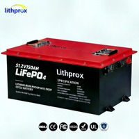 Batterie marine LiFePO4 à décharge profonde 48V 150AH Grade A, démarrage marin 6K cycles, BMS intelligent, RS485, borne M8, CE RoHS IP67, OEM ODM