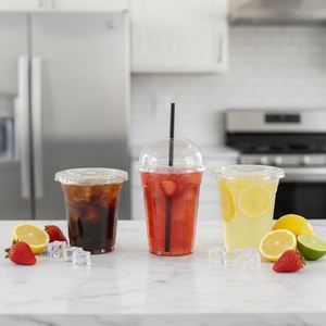 Vasos de Plástico Desechables Ecológicos PET de 98 mm con Tapas Transparentes para Bebidas Frías (Café, Leche, Té) - Product Image 3