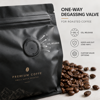 Sachet d'emballage de café imprimé sur mesure avec valve et fermeture éclair, fond plat, pochette à café OEM ODM, usine