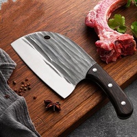 Couteau à viande professionnel de 6,5 pouces, couteau de boucher, lame martelée avec manche en bois de wengé