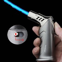 JOBON-Allume-torche portable avec serrure, gaz butane rechargeable pour cigarette, accessoire pour fumer avec boîte cadeau