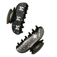 Pince de ballet rétro personnalisable Demi-clip de volume pour petits cheveux en noir avec nœud Clip de requin moyen en acétate durable
