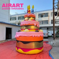 Gâteau d'anniversaire à trois étages pour idées de fête, ballons gonflables en forme de gâteau pour accessoires de scène