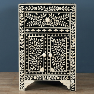 Handmade Eco-Friendly Bone Inlay Modern Floral Nightstand & <b>Side</b> <b>Table</b> for Baptism Home Decor - Product Image 1