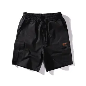 Mens Phòng Tập Thể Dục Loose Shorts Mồ Hôi Chạy Tùy Chỉnh Athletic Dệt Tape Pockets Cotton Cargo Shorts Kaki Và Quần Đen Cho Nam Giới