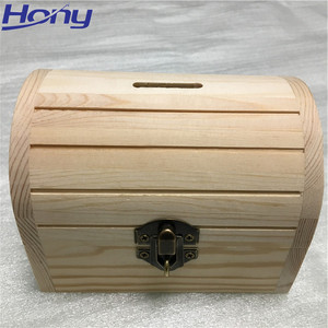 Caja de Madera Antigua sin Terminar, Cofre del <span class=keywords><strong>Tesoro</strong></span> Pirata, Caja de Ahorro de Dinero con Cerradura y Llave para Niños y Adultos - Product Image 2