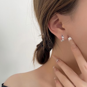 S925 Pure Silver Huggie <b>Earrings</b> Plant Shape Claw Set Crystal Women's Fashion Ear <b>Cuffs</b> Everyday Wear - Product Image 4