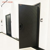 Puerta Pivotante Frontal de Madera Sólida y Aleación de Aluminio Moderna Personalizada con Diseño Insonorizado y de Seguridad para Hoteles y Dormitorios