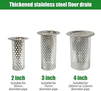 Crépine de vidange en acier inoxydable 304 de 4 ''de haut Crépine de vidange de sol commerciale à mailles cylindriques perforées pour la cuisine Argent
