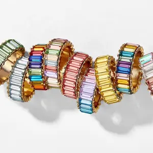 Anelli da cocktail di pietra colorata per le donne, anelli di nozze di cristallo geometrici, gioielli di personalità, all'ingrosso