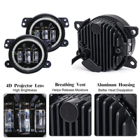 Para Toyota Lexus, Lámpara Antiniebla LED de 4'' con Anillo Halo, 30W, Luz Diurna de 4 Pulgadas con Ojos de Ángel para Jeep Wrangler JK
