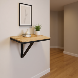 Estante de Pared de Madera de Mango Sólida 60x40x30cm, Diseño Industrial, Estante de Exhibición para Sala de Estar, Nivel Único, Montaje Flotante - Product Image 2