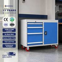 Armoire à outils mobile avec porte verrouillable, coffre de rangement en acier à roulettes pour la réparation automobile, l'atelier, l'entretien des équipements