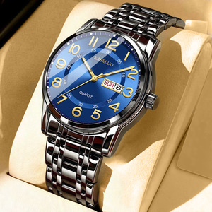Business Male Wristwatch Dual <b>Calendar</b> Display Luminous Hands Stainless Steel Band Casual Quartz Watch - Product Image 6